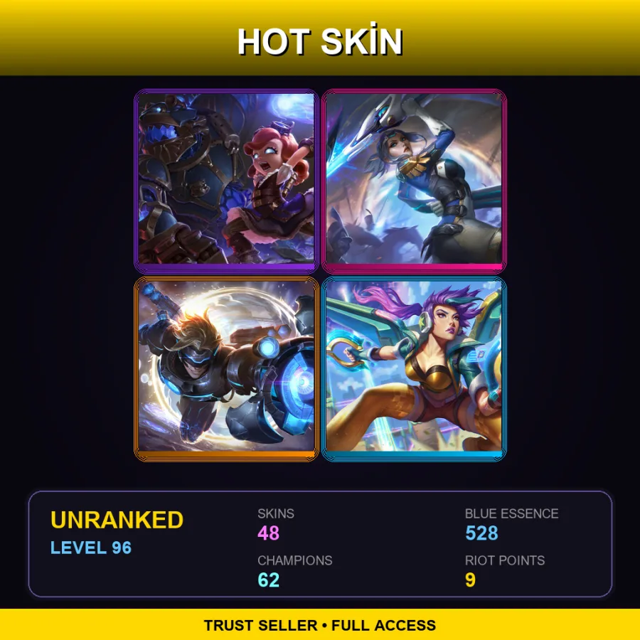SG | Lv96 | Unranked | 48 Skin | 62 Champ — LoL account