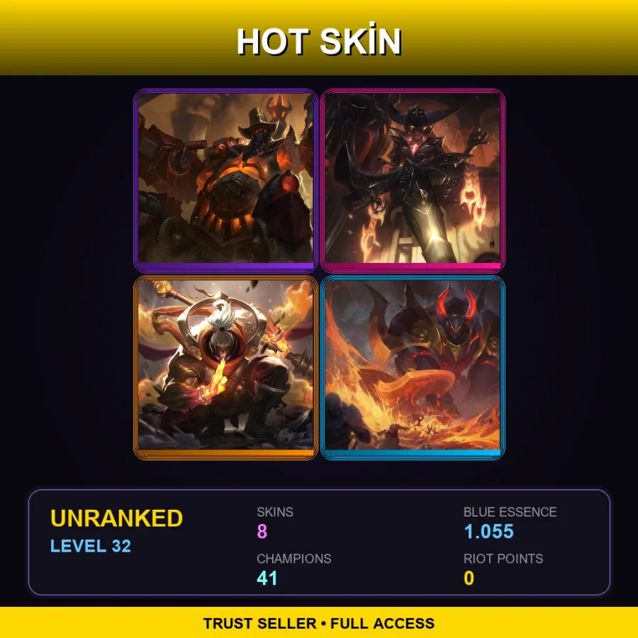 NA | Lv32 | Unranked | 8 Skin | 41 Champ