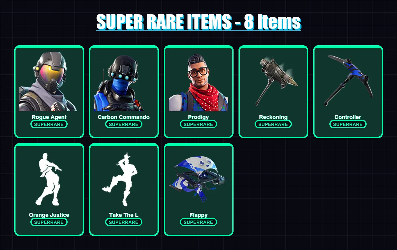 [PC/XBOX/PSN] | Rogue Agent | Carbon Commando | Prodigy | Carbide | Magnus | 37 skin | 22 pickaxe | 33 emote | 29 glider | Lv359