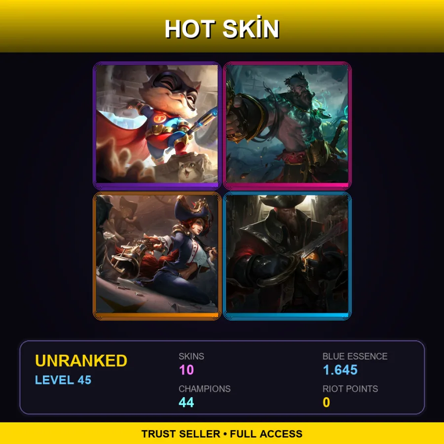 EUNE | Lv45 | Unranked | 10 Skin | 44 Champ — Gangplank The Betrayer