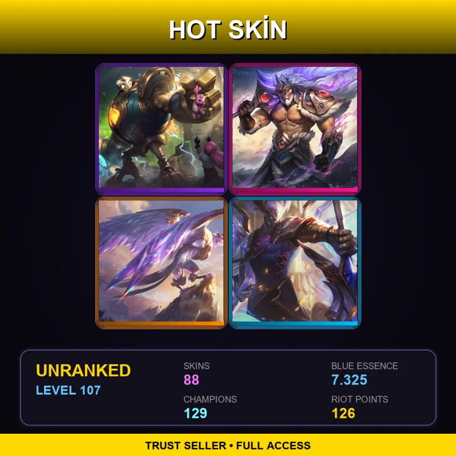 EUNE | Lv107 | Unranked | 88 Skin | 129 Champ