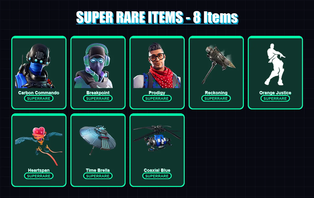 [PS4/PS5/XBOX/PC] | Carbon Commando | Breakpoint | Prodigy | Valor | Frozen Love Ranger | 113 skin | 104 pickaxe | 131 emote | 95 glider | Lv1580