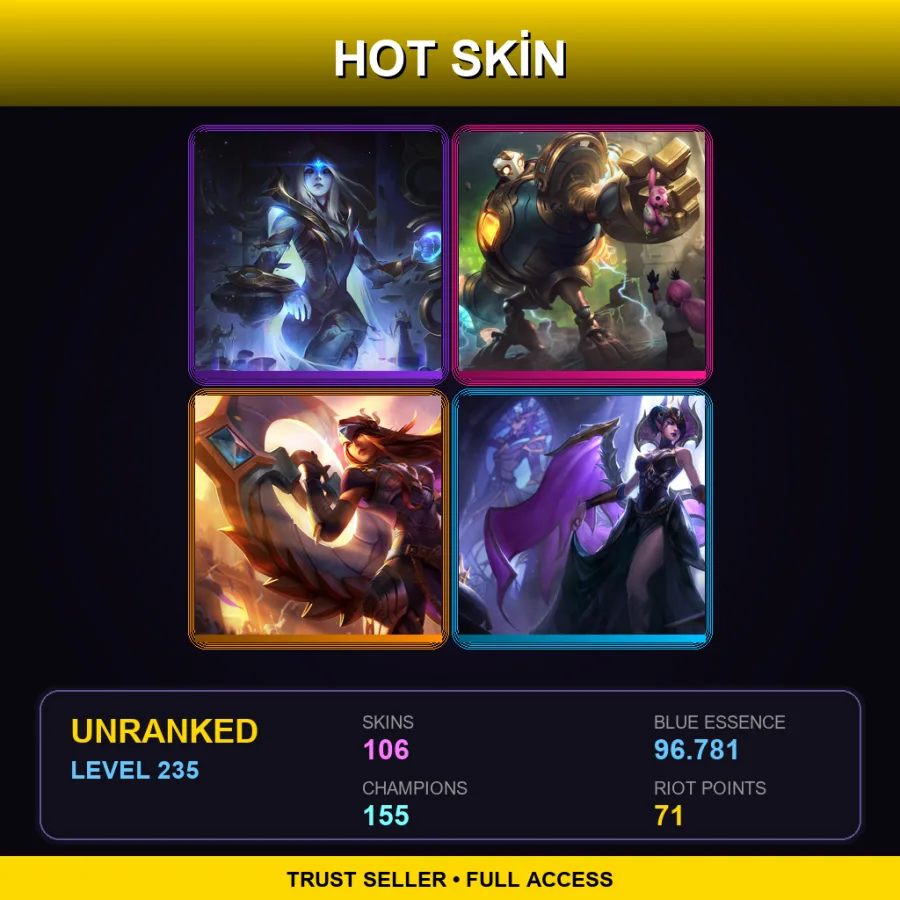 VN | Lv235 | Unranked | 106 Skin | 155 Champ — Arcane Enemy Jinx