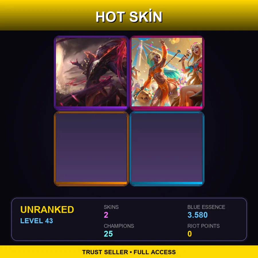 JP | Lv43 | Unranked | 2 Skin | 25 Champ