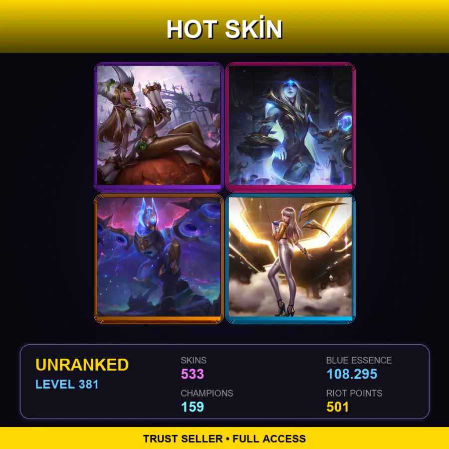 VN | Lv381 | Unranked | 533 Skin | 159 Champ — LoL account