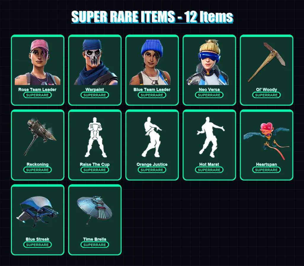 [PC/XBOX] | Rose Team Leader | Warpaint | Blue Team Leader | Neo Versa | The Prisoner | 76 skin | 108 pickaxe | 111 emote | 113 glider | Lv1373 — Fortnite account