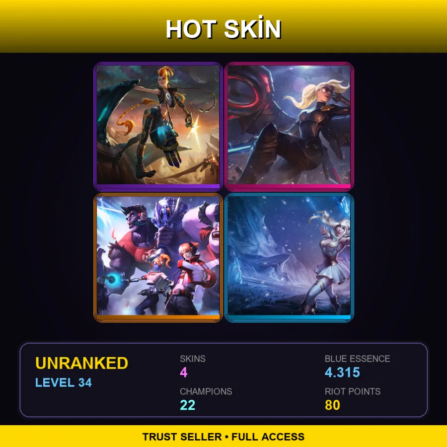 EUNE | Lv34 | Unranked | 4 Skin | 22 Champ