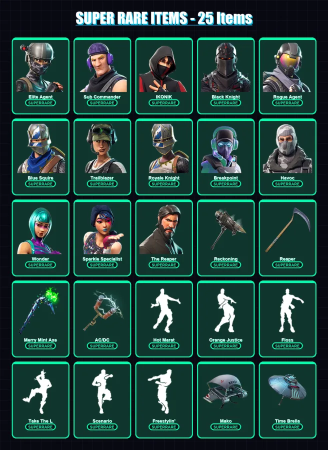[PC/PSN] | Elite Agent | Sub Commander | IKONIK | Black Knight | Rogue Agent | 128 skin | 87 pickaxe | 97 emote | 95 glider | Lv1563