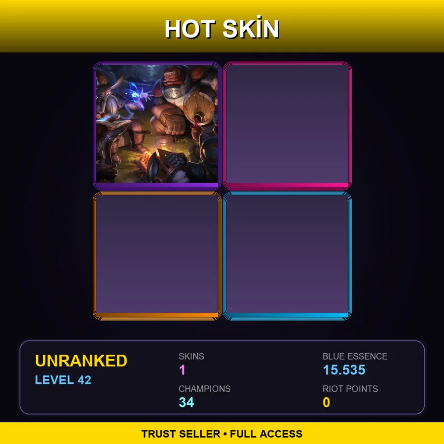 EUW | Lv42 | Unranked | 1 Skin | 34 Champ