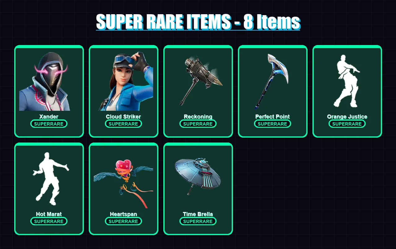 [PC] | Xander | Cloud Striker | Rox | Zenith | Frostbite | 116 skin | 212 pickaxe | 147 emote | 165 glider | Lv3692