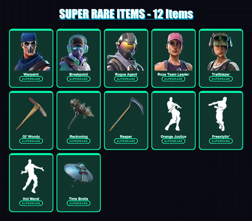 [PS4/PS5/XBOX/PC] | Warpaint | Breakpoint | Rogue Agent | Rose Team Leader | Trailblazer | 63 skin | 67 pickaxe | 81 emote | 65 glider | Lv755