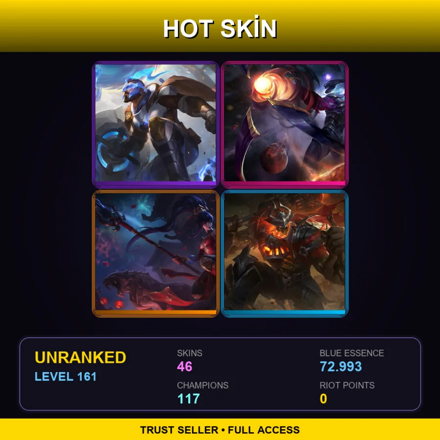 LAN | Lv161 | Unranked | 46 Skin | 117 Champ — LoL account