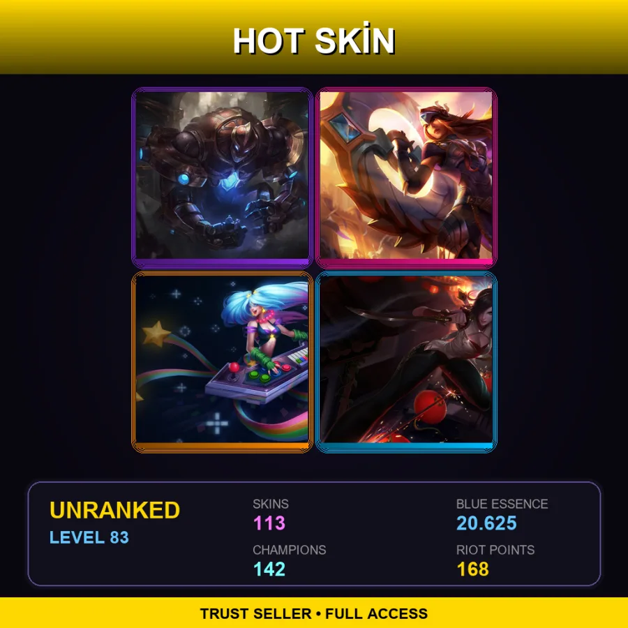 EUW | Lv83 | Unranked | 113 Skin | 142 Champ — LoL account