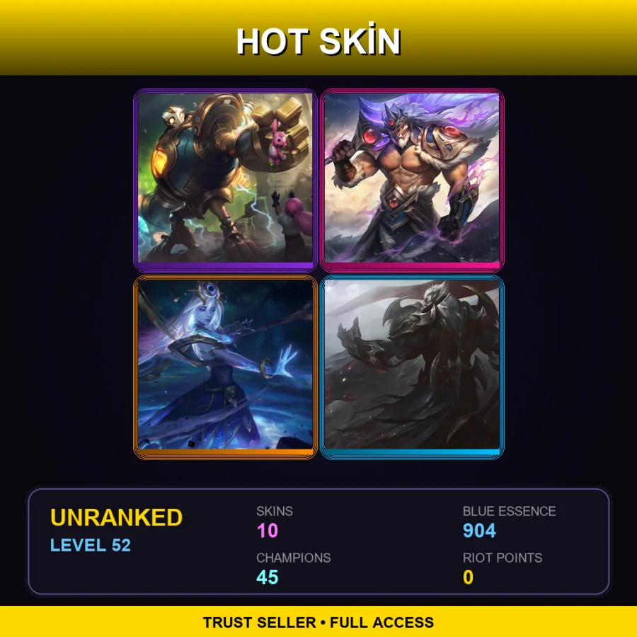 LAN | Lv52 | Unranked | 10 Skin | 45 Champ — God King Darius