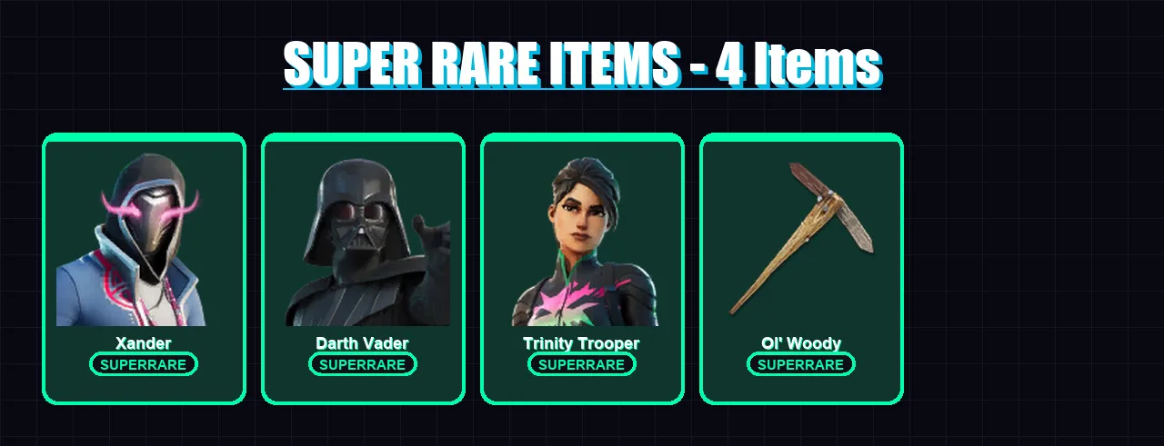 [PS4/PS5/XBOX/PC] | Xander | Darth Vader | Trinity Trooper | The Cube Queen | Ronin | 52 skin | 62 pickaxe | 41 emote | 55 glider | Lv1117