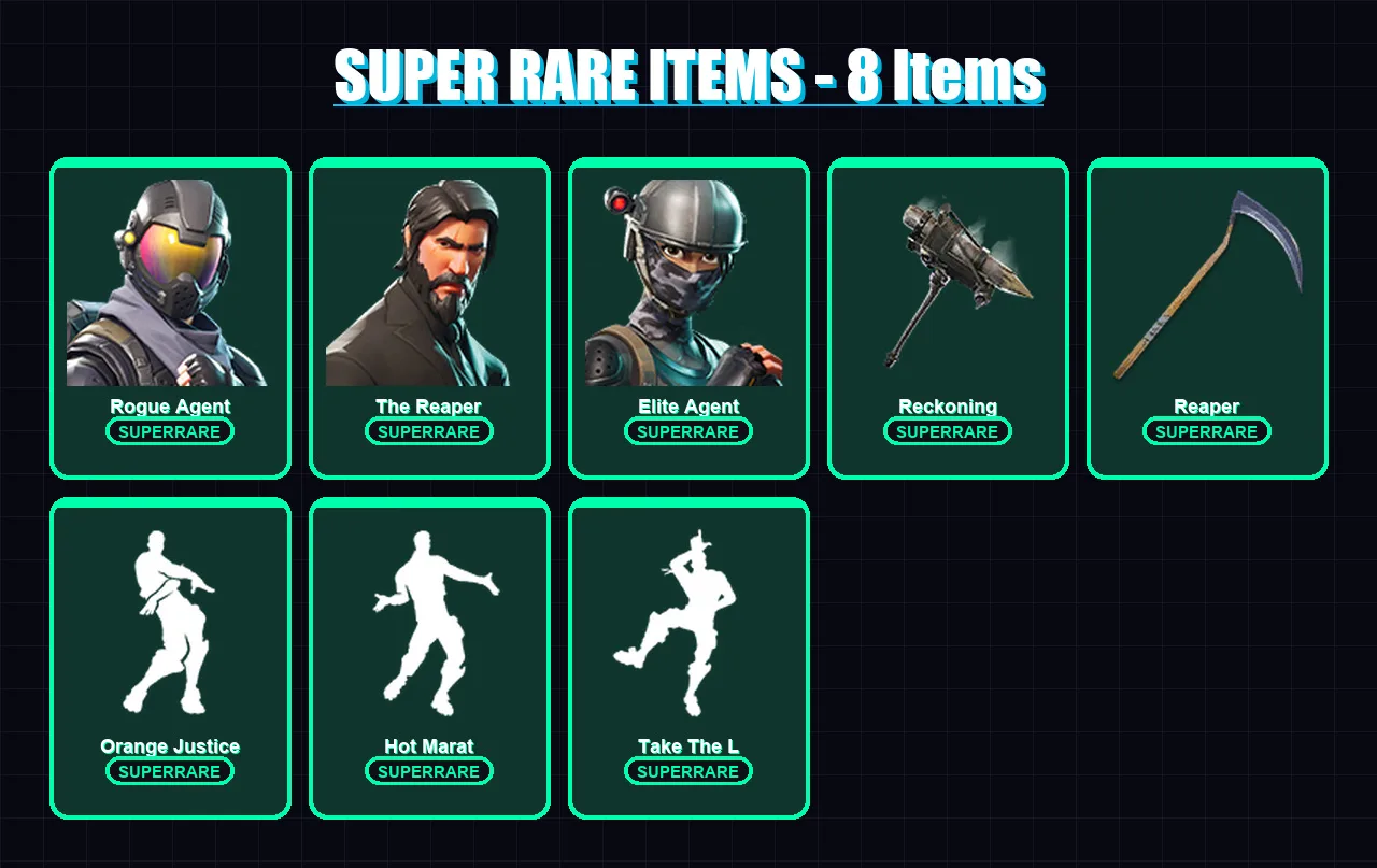 [PS4/PS5/XBOX/PC] | Rogue Agent | The Reaper | Elite Agent | Lynx | A.I.M. | 57 skin | 98 pickaxe | 61 emote | 74 glider | Lv1128