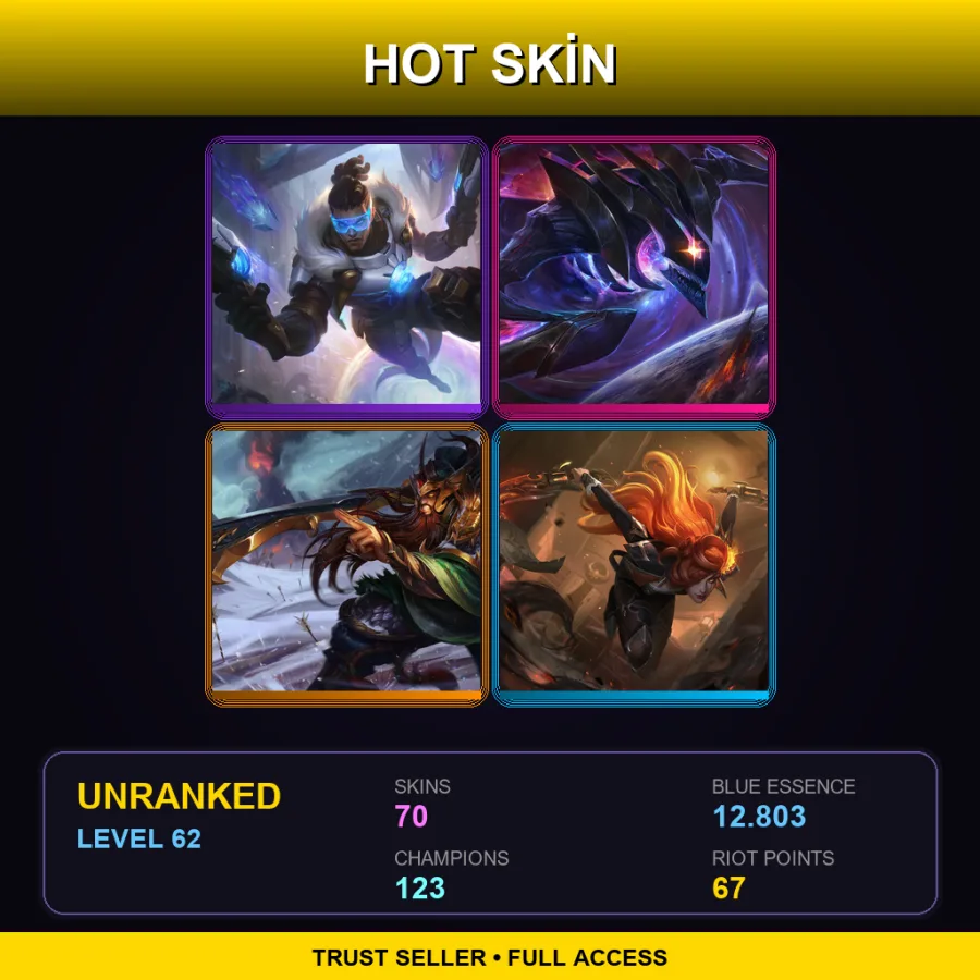 EUW | Lv62 | Unranked | 70 Skin | 123 Champ