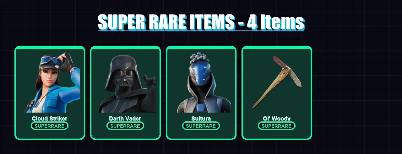 [PC/XBOX] | Cloud Striker | Darth Vader | Sultura | The Foundation | Torin | 112 skin | 131 pickaxe | 90 emote | 87 glider | Lv1114