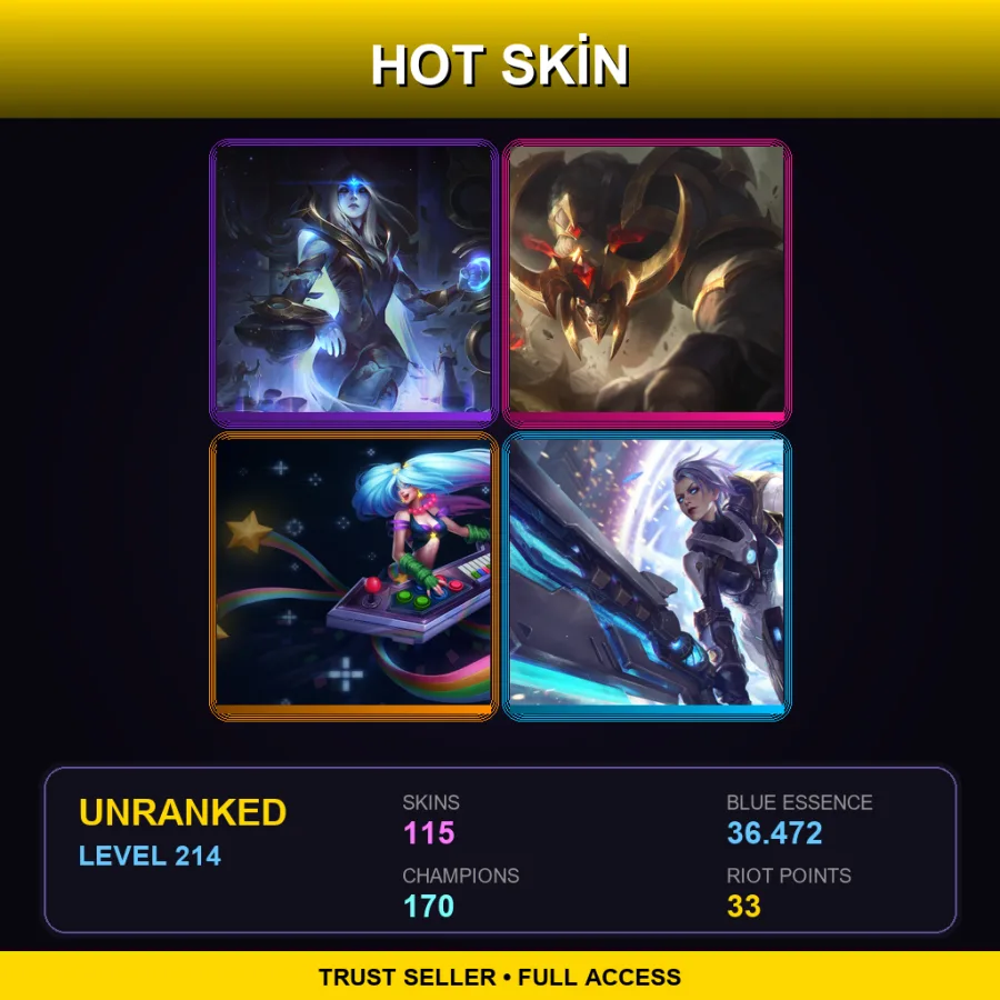 VN | Lv214 | Unranked | 115 Skin | 170 Champ