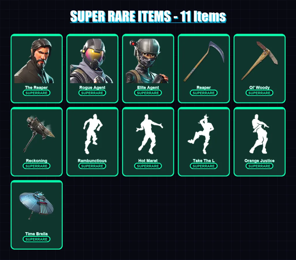 [PC/PSN] | The Reaper | Rogue Agent | Elite Agent | Nezumi | Spectra Knight | 190 skin | 142 pickaxe | 130 emote | 96 glider | Lv1199