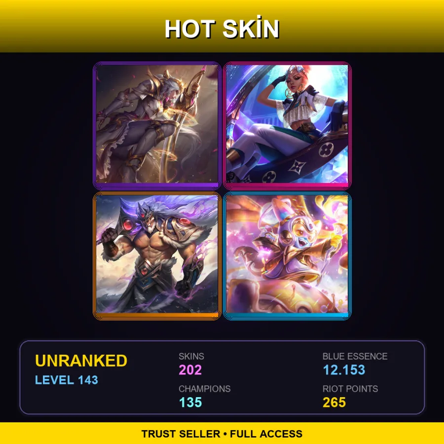 TR | Lv143 | Unranked | 202 Skin | 135 Champ