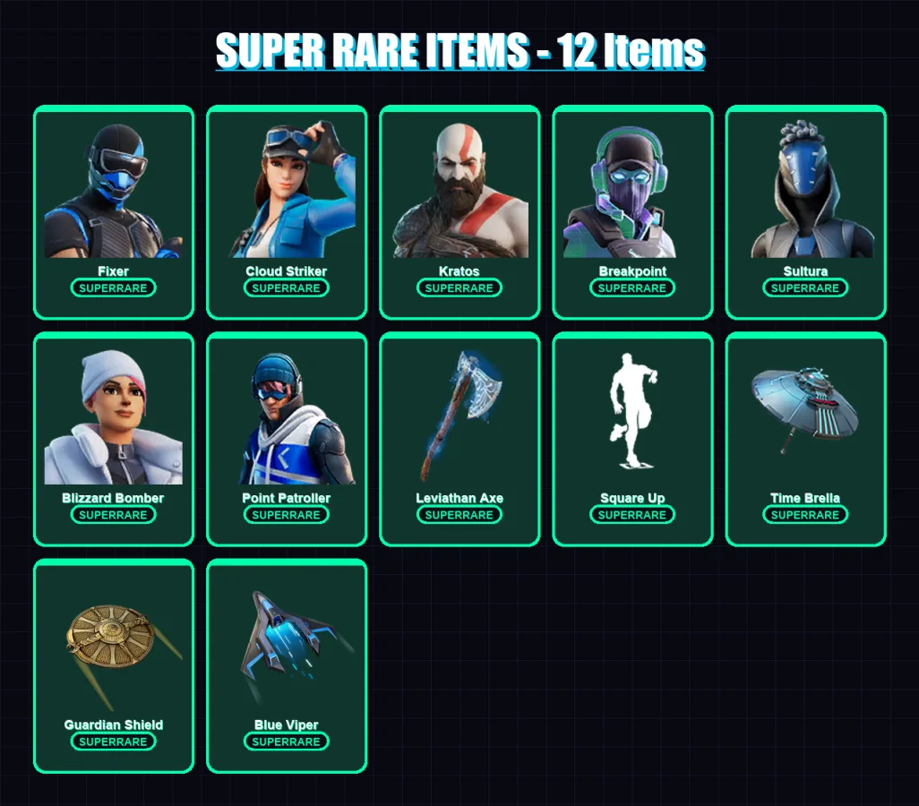 [PC/XBOX] | Fixer | Cloud Striker | Kratos | Breakpoint | Sultura | 79 skin | 79 pickaxe | 68 emote | 67 glider | Lv769
