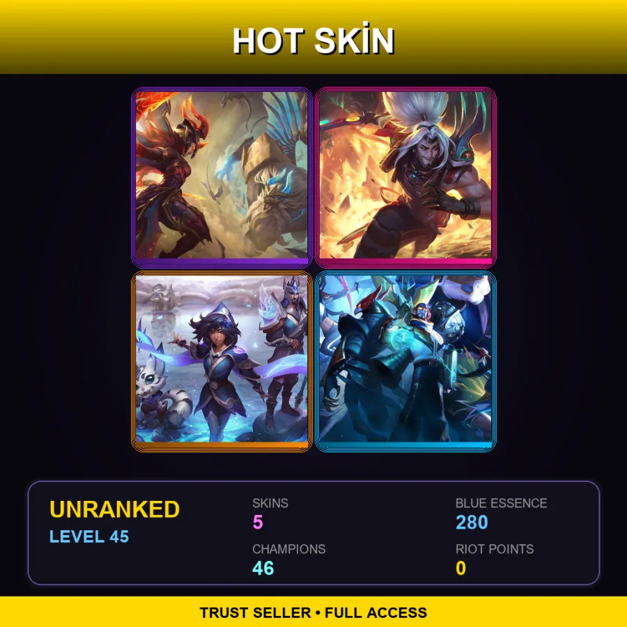 NA | Lv45 | Unranked | 5 Skin | 46 Champ