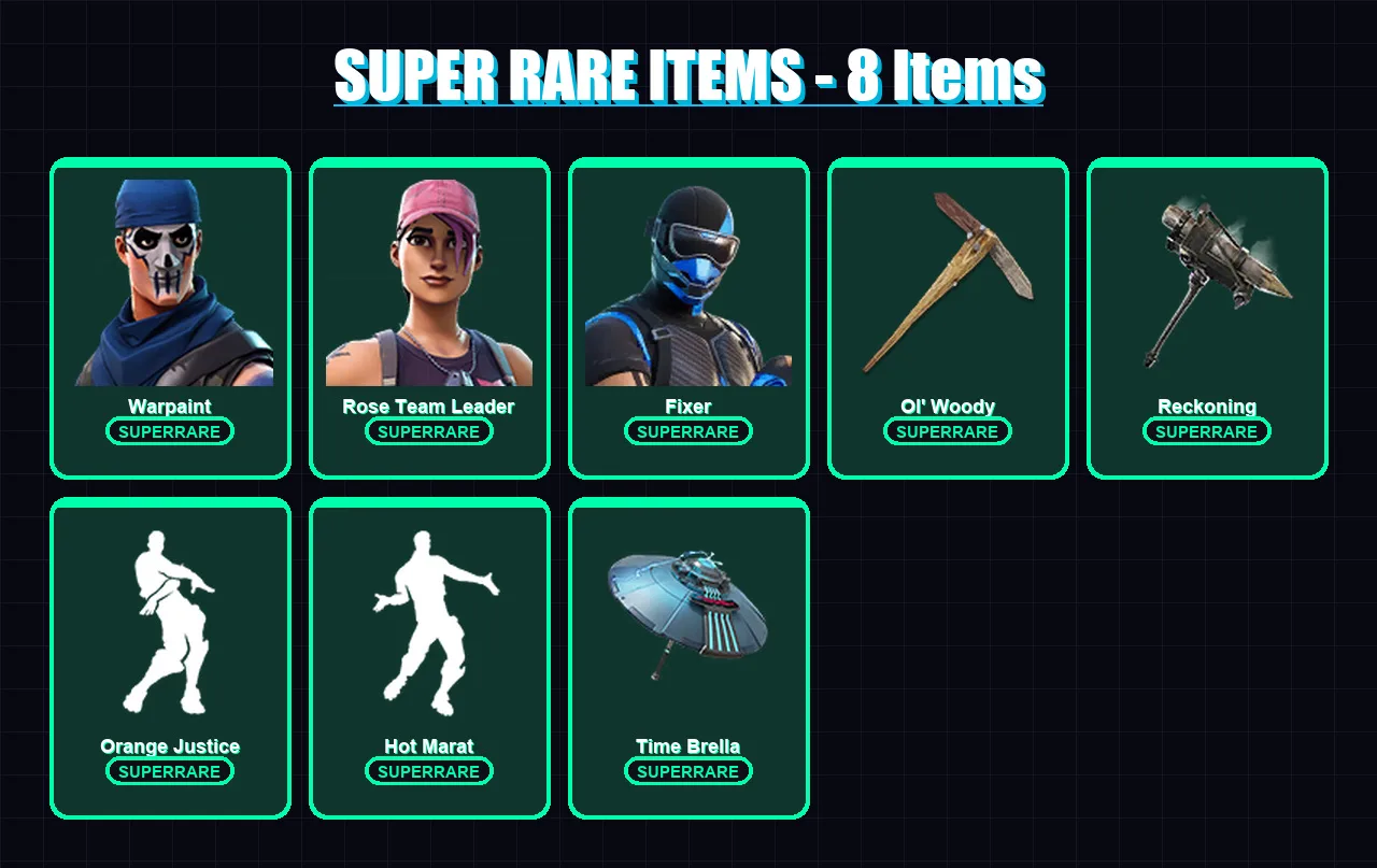 [PC/XBOX/PSN] | Warpaint | Rose Team Leader | Fixer | Dire | Calamity | 171 skin | 214 pickaxe | 148 emote | 161 glider | Lv2919