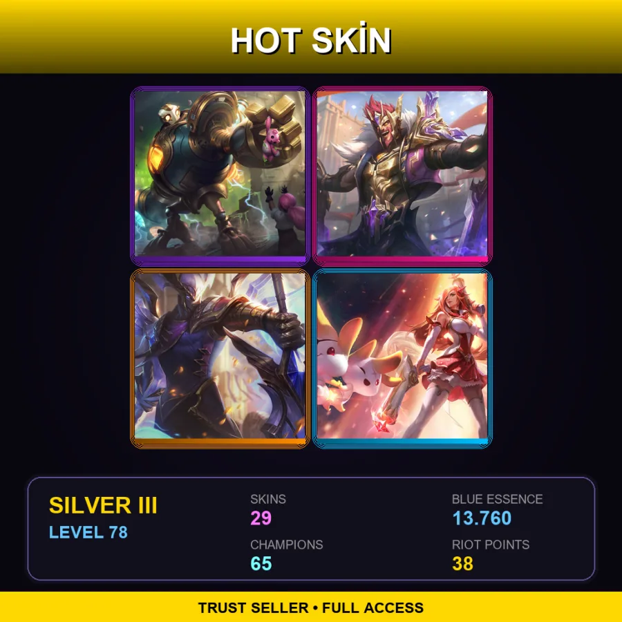 TR | Lv78 | Silver III | 29 Skin | 65 Champ — LoL account