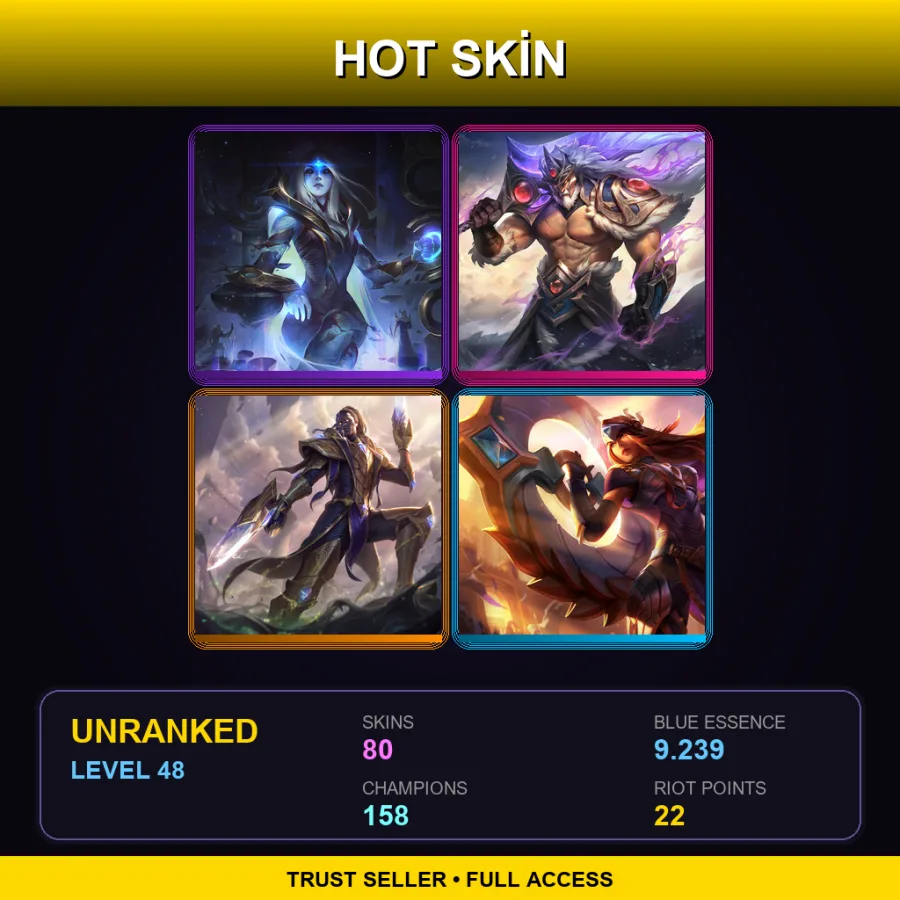 SG | Lv48 | Unranked | 80 Skin | 158 Champ — LoL account