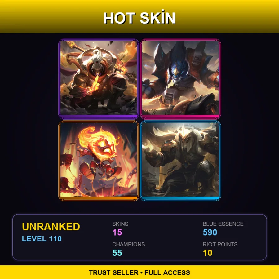 TR | Lv110 | Unranked | 15 Skin | 55 Champ