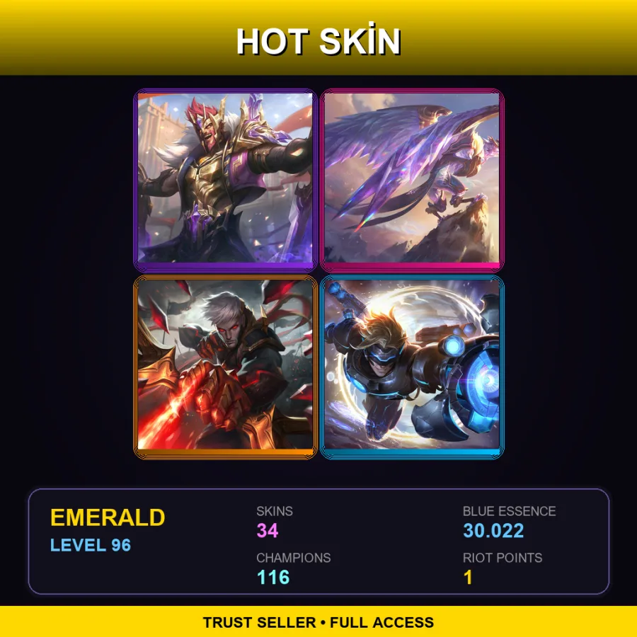 EUW | Lv96 | Emerald | 34 Skin | 116 Champ with Maokai