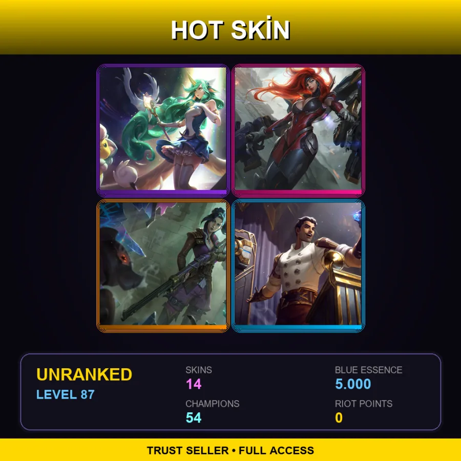 EUW | Lv87 | Unranked | 14 Skin | 54 Champ