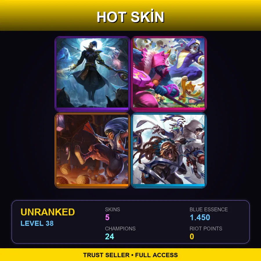 EUW | Lv38 | Unranked | 5 Skin | 24 Champ