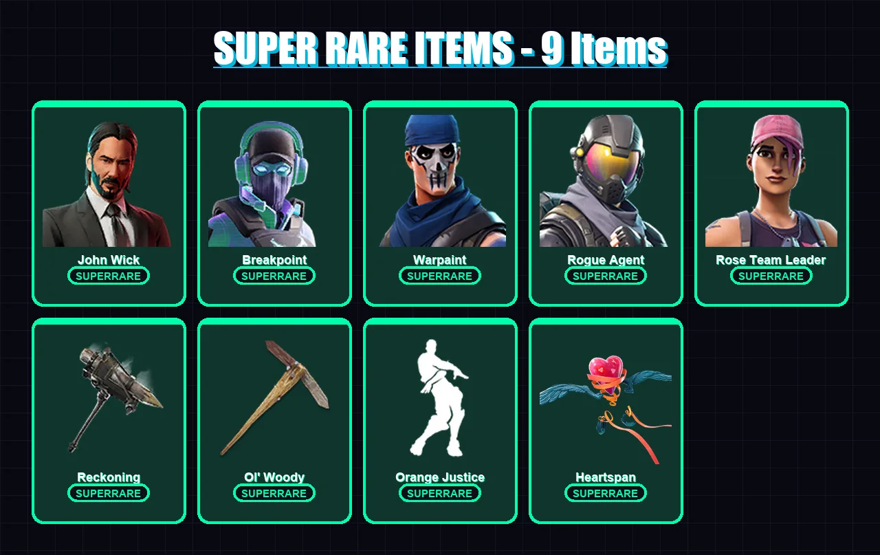 [PC/PSN] | John Wick | Breakpoint | Warpaint | Rogue Agent | Rose Team Leader | 183 skin | 201 pickaxe | 162 emote | 152 glider | Lv2078