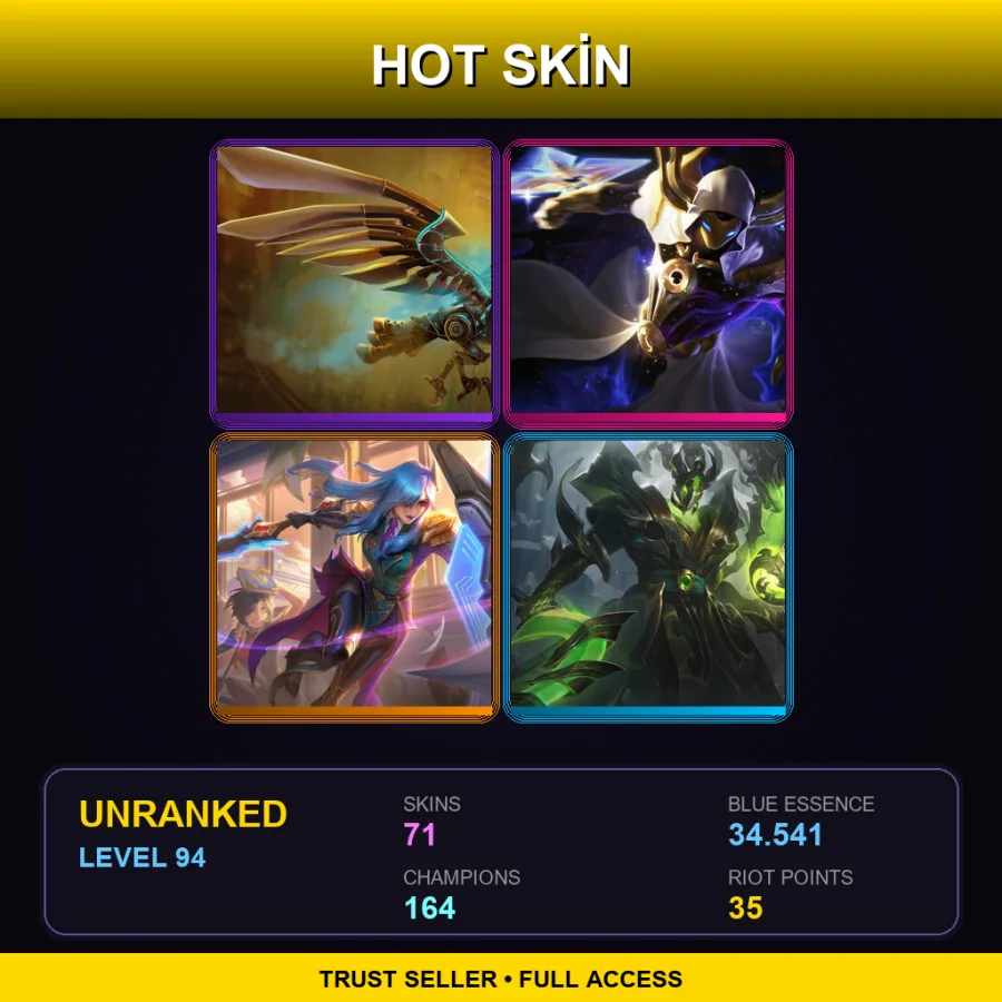 TW | Lv94 | Unranked | 71 Skin | 164 Champ