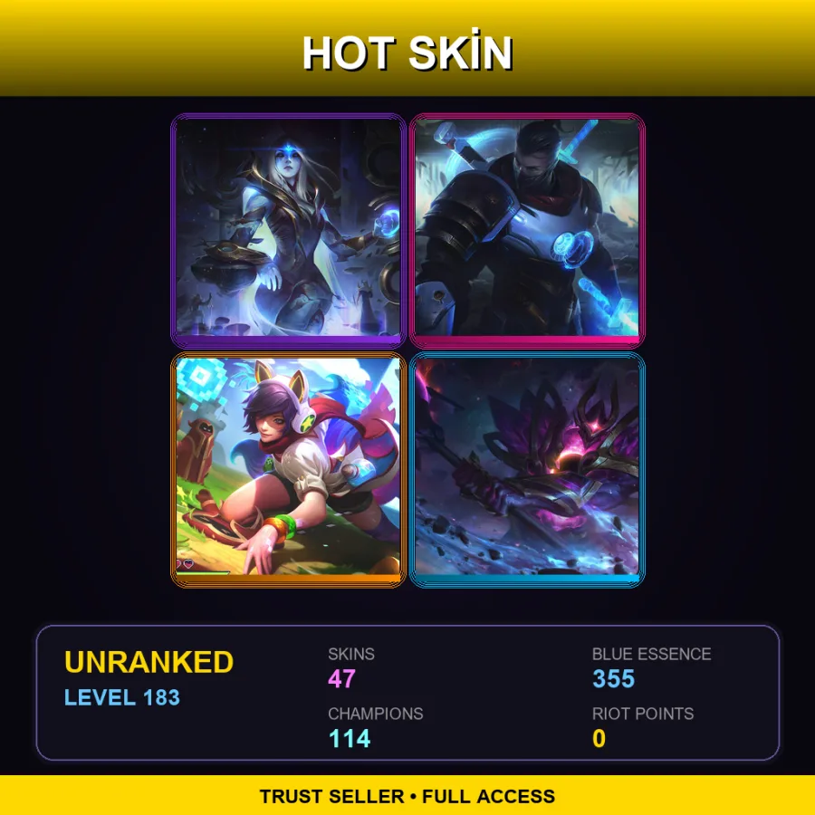 TR | Lv183 | Unranked | 47 Skin | 114 Champ — LoL account