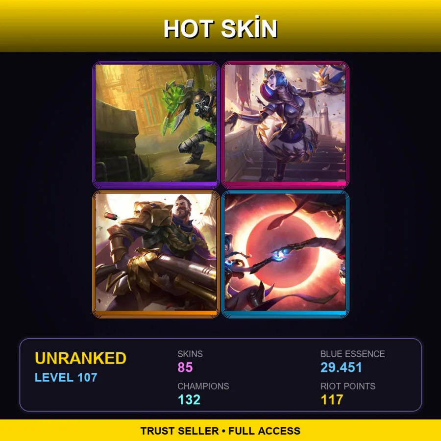 SG | Lv107 | Unranked | 85 Skin | 132 Champ — LoL account