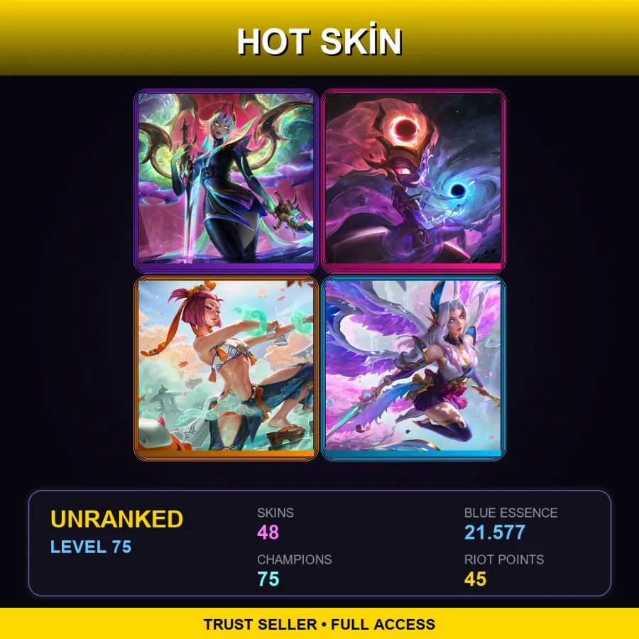 NA | Lv75 | Unranked | 48 Skin | 75 Champ