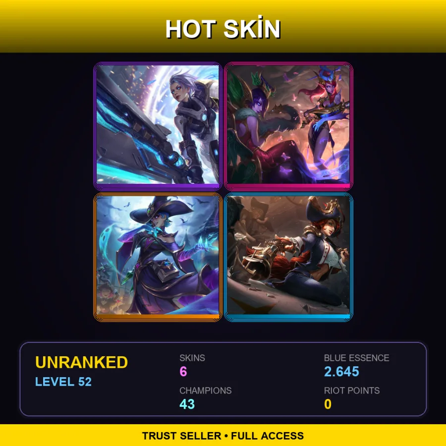 LAN | Lv52 | Unranked | 6 Skin | 43 Champ — Bewitching Cassiopeia