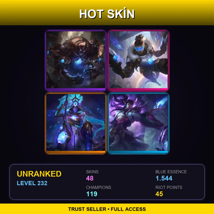 EUNE | Lv232 | Unranked | 48 Skin | 119 Champ