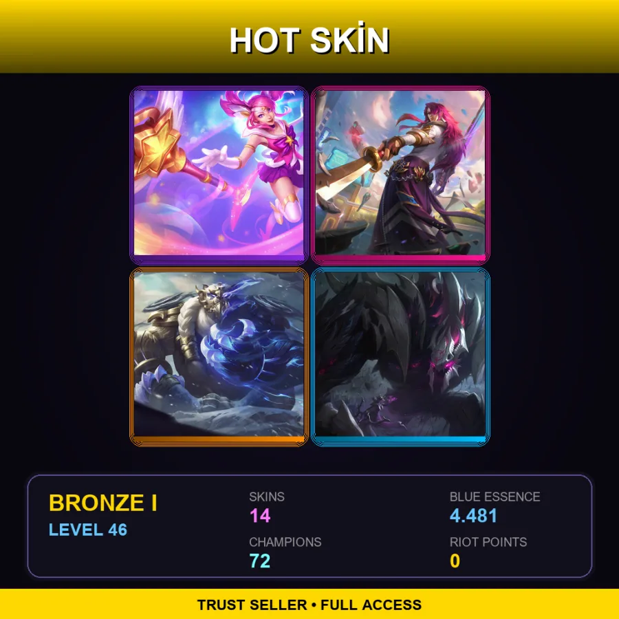 EUNE | Lv46 | Bronze I | 14 Skin | 72 Champ — LoL account