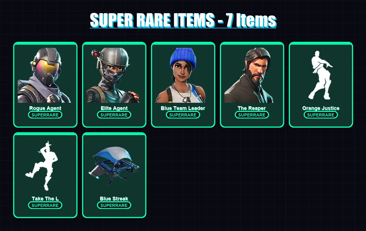 [PC/XBOX/PSN] | Rogue Agent | Elite Agent | Blue Team Leader | The Reaper | Carbide | 27 skin | 14 pickaxe | 24 emote | 15 glider | Lv194