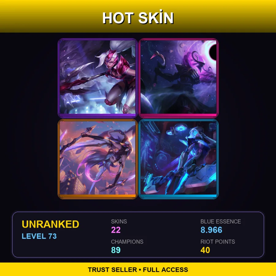 SG | Lv73 | Unranked | 22 Skin | 89 Champ — LoL account