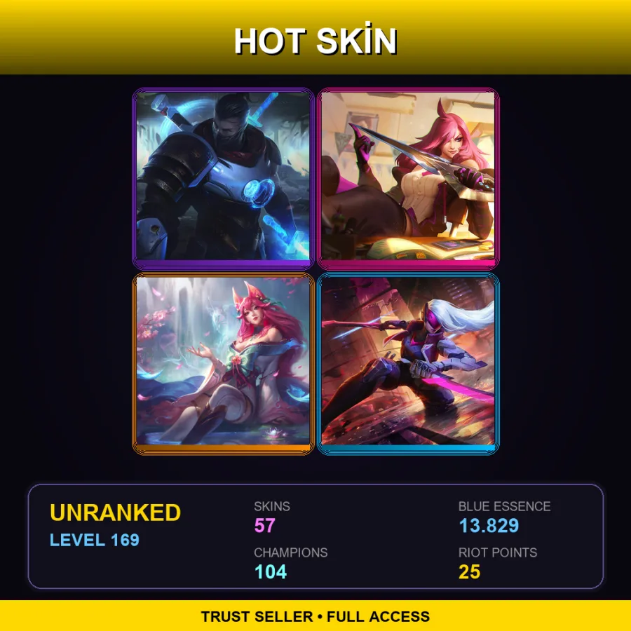 LAS | Lv169 | Unranked | 57 Skin | 104 Champ