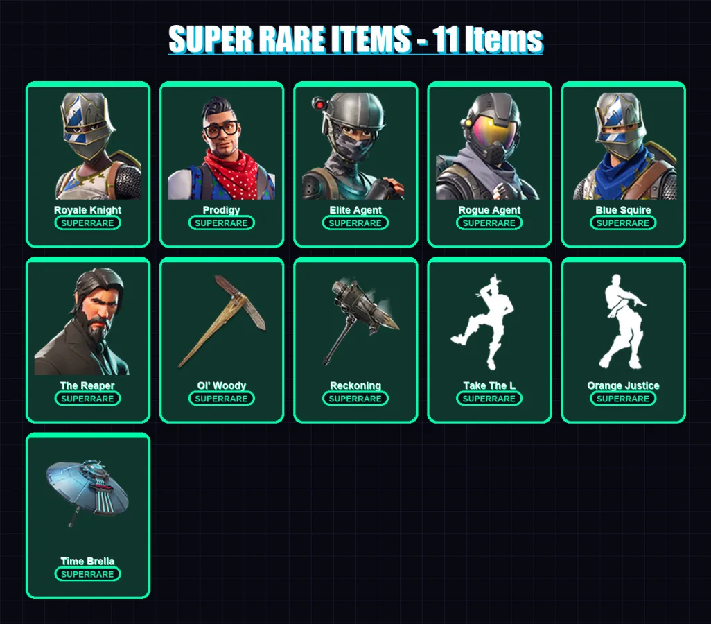 [PS4/PS5/XBOX/PC] | Royale Knight | Prodigy | Elite Agent | Rogue Agent | Blue Squire | 64 skin | 55 pickaxe | 63 emote | 57 glider | Lv645