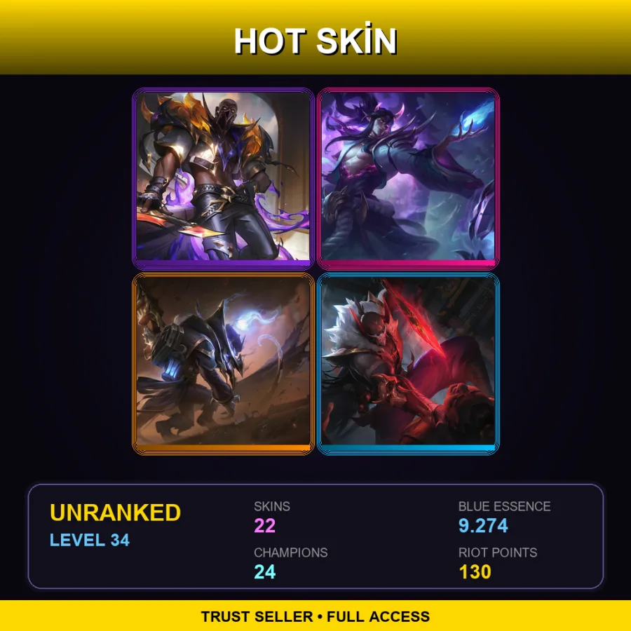 EUW | Lv34 | Unranked | 22 Skin | 24 Champ