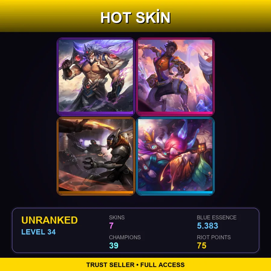 SG | Victorious Tryndamere | Star Guardian Ekko | PROJECT: Yi | Elderwood Xayah | 7 Skin | 39 Champ | Lv34