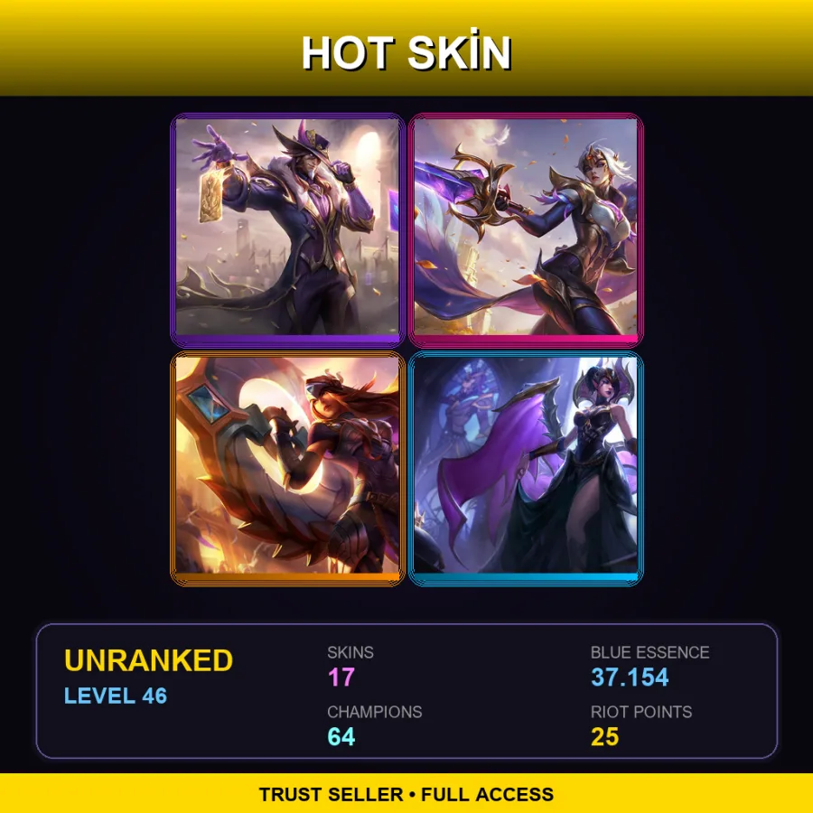 NA | Lv46 | Unranked | 17 Skin | 64 Champ — LoL account