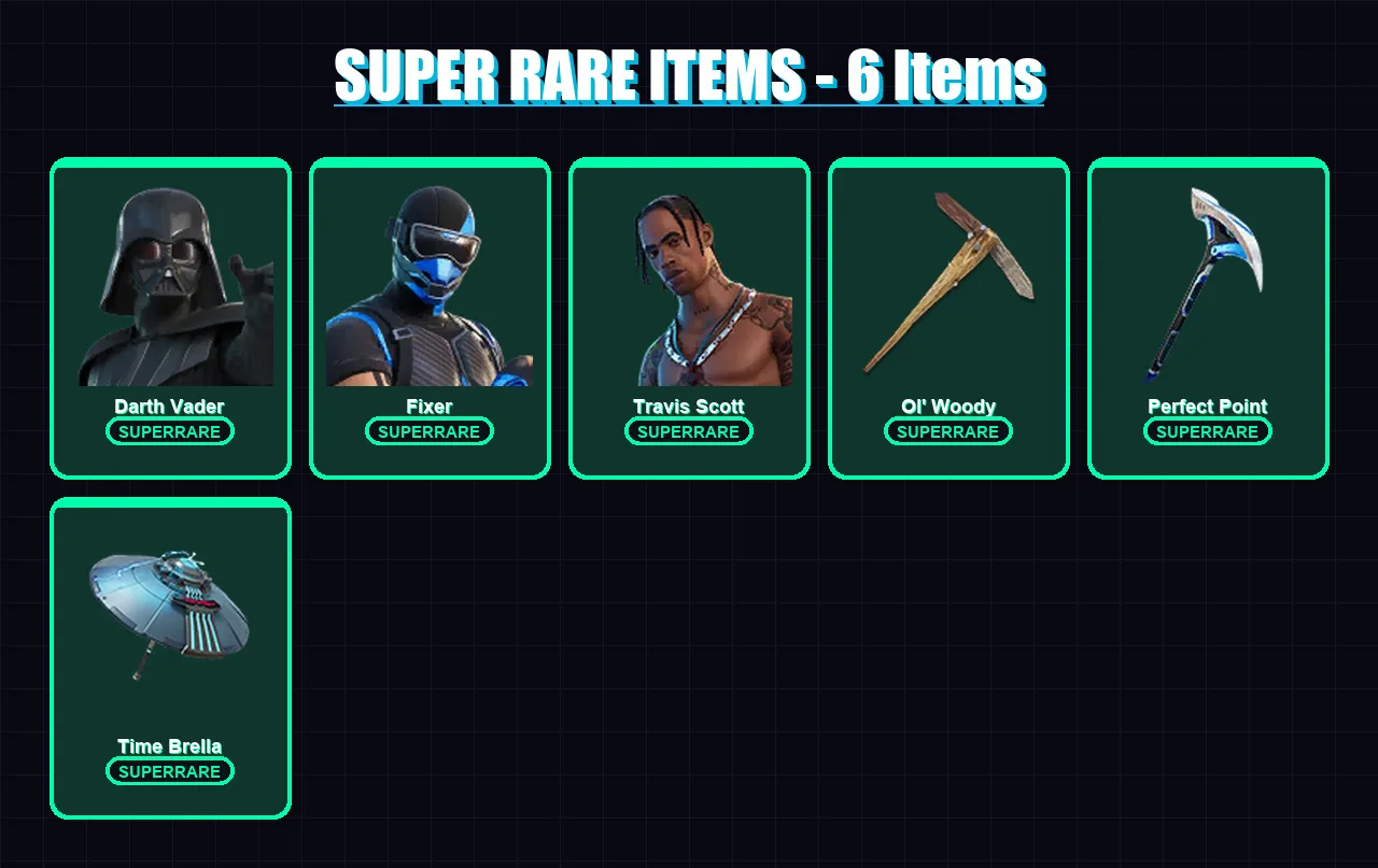 [PS4/PS5/XBOX/PC] | Darth Vader | Fixer | Travis Scott | Mizuki | The Ageless | 109 skin | 163 pickaxe | 131 emote | 148 glider | Lv2365